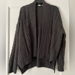 GAP Black Cable Knit Open-Front Cardigan